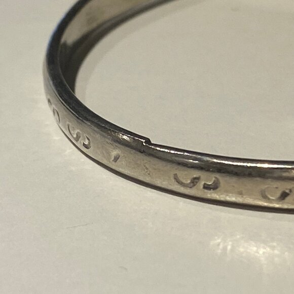 Vintage Bracelet Alpaca Mexico Silver-tone Engraved Signed Bangle - Picture 4 of 8